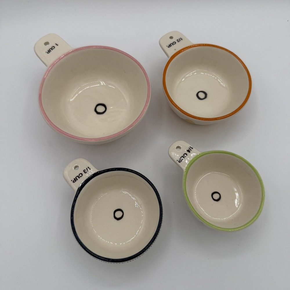 Rae Dunn Magenta Measuring Cup Set Ceramic Kitchen Baking Cooking Farmhouse Rare
